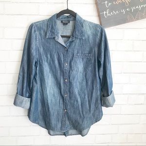 Lucky Brand Chambray Boyfriend Shirt Button Down